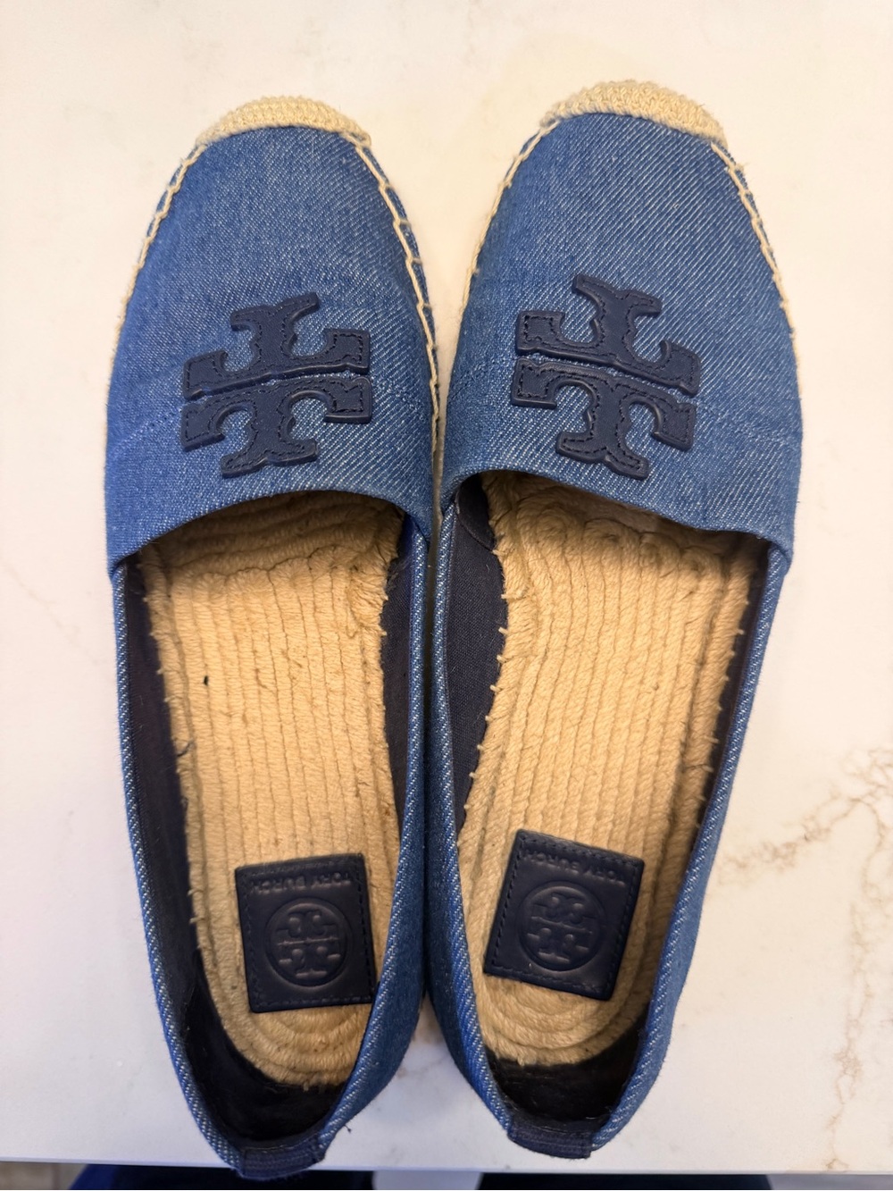 Tory Burch Weston Flat Espadrille Denim Chambray Canvas Shoes